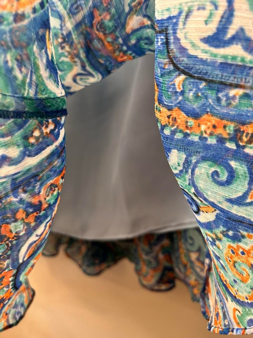 Lauren Ralph Lauren Blue Orange Paisley A-Line Midi Skirt Size 6 NWT - Picture 6 of 8